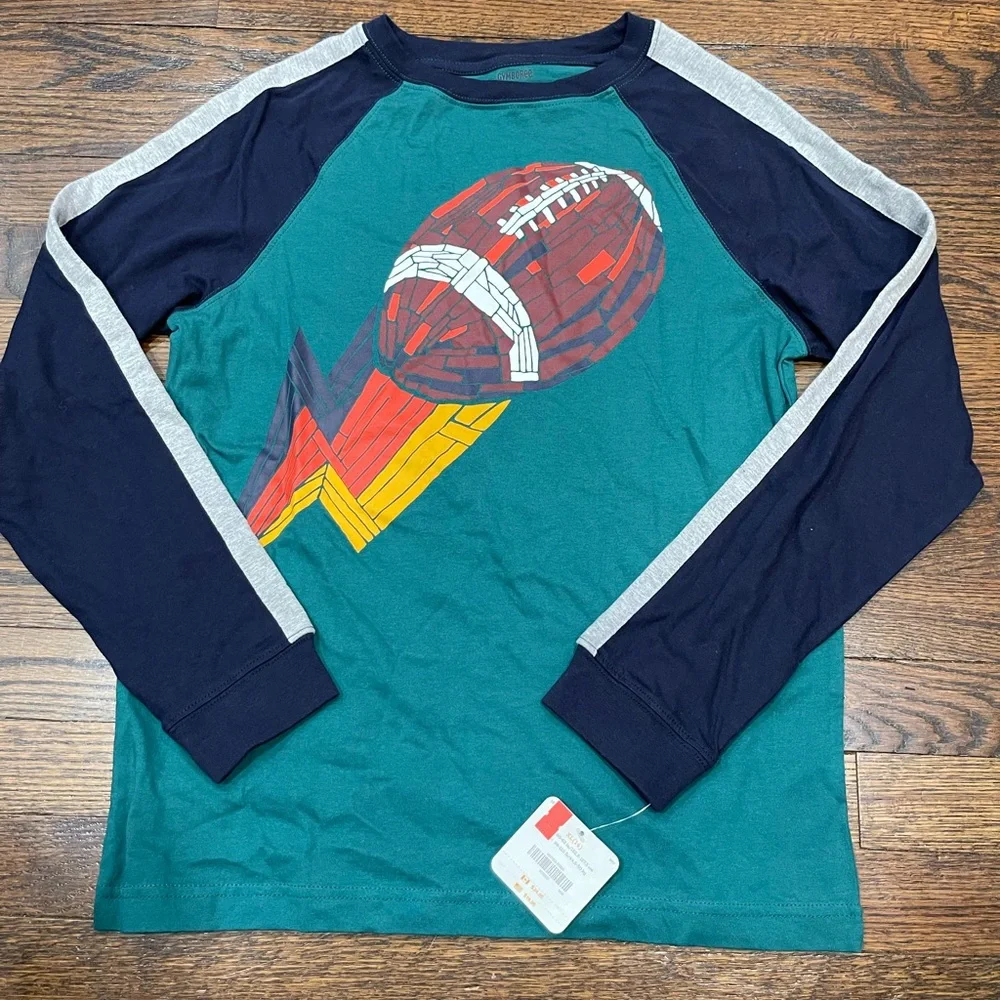Gymboree Teal and Navy Kids Football Graphic Shirt size XL